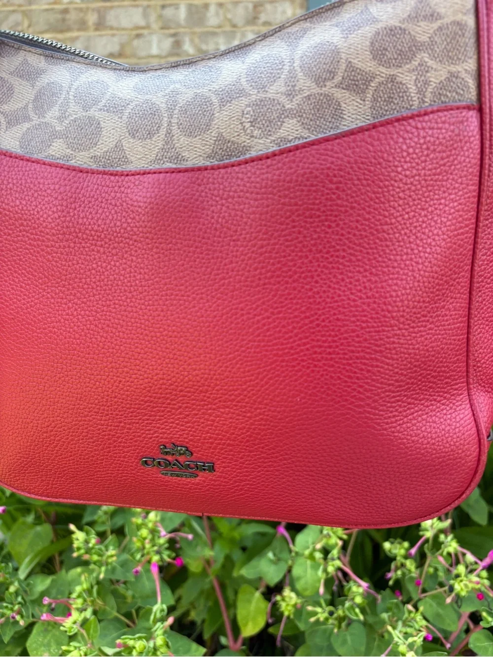Coach Signature Canvas Colorblock Chaise Crossbody Purse Brick Red